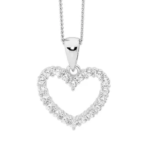 Sterling Silver Cubic Zirconia Heart Pendant