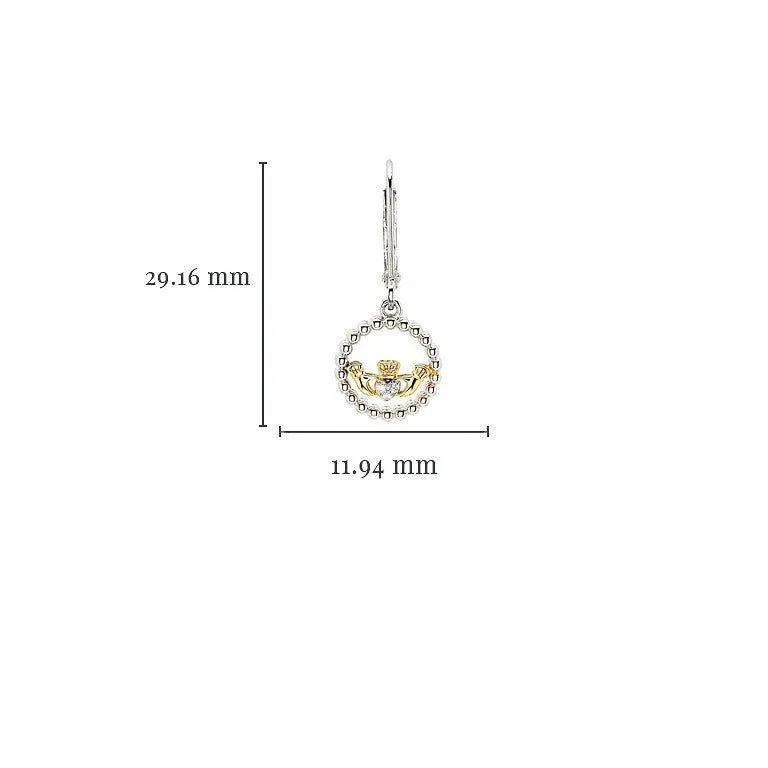 Sterling Silver CZ Claddagh Drop Earrings SE003SH