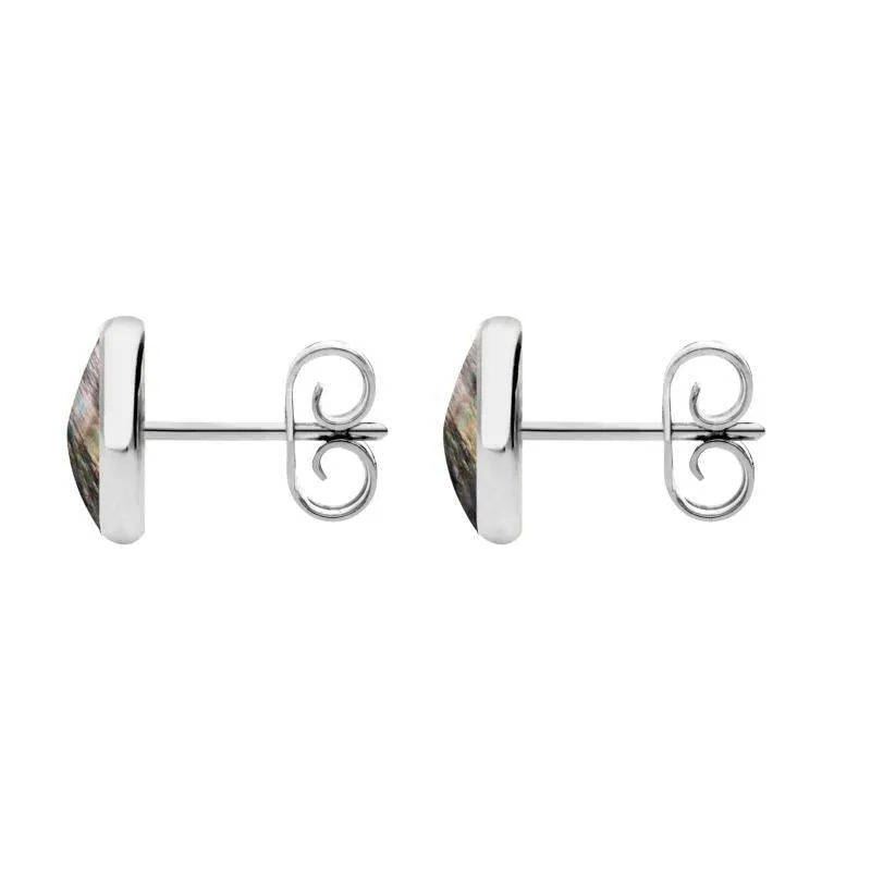 Sterling Silver Dark Mother of Pearl 8mm Classic Large Round Stud Earrings