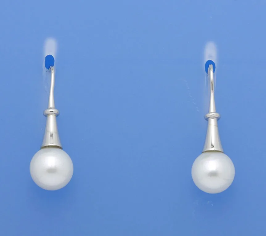 Sterling Silver Earrings with 10-10.5mm Full-Shinny Freshwater Pearl