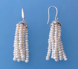Sterling Silver Earrings with 3.5-4mm Button Shape Freshwater Pearl