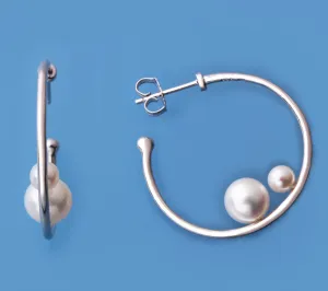 Sterling Silver Earrings with Round Shape Freshwater Pearl