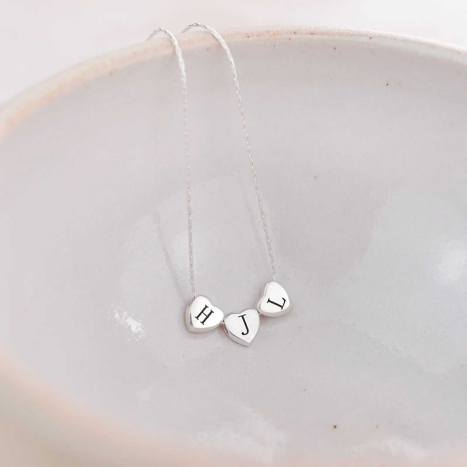 Sterling Silver Personalised Heart Bead Necklace