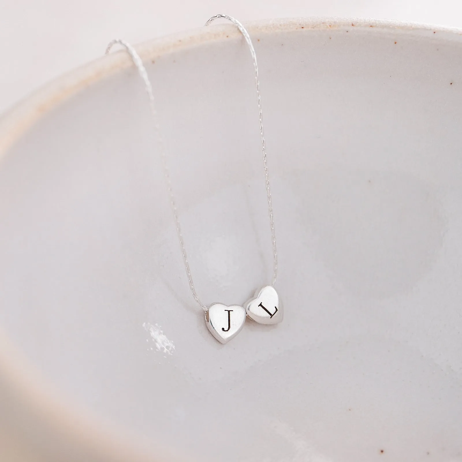 Sterling Silver Personalised Heart Bead Necklace