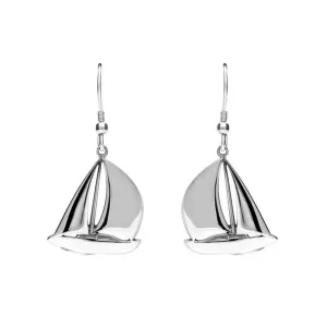 Sterling Silver Regatta Small Sail Boat Drop Earrings
