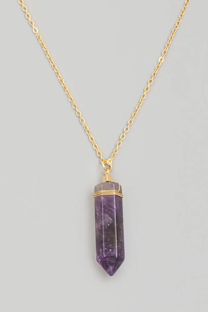 Stone Crystal Pendant Necklace