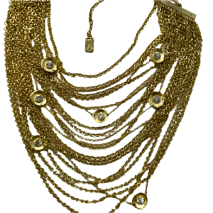 Stunning Designer KS Pairs Multi Gold Chain Bib Necklace