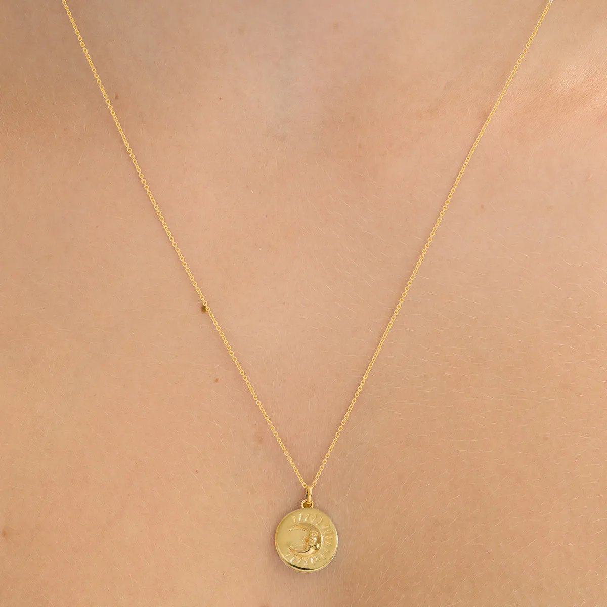 Sun and Moon Tarot Neck Charm Gold