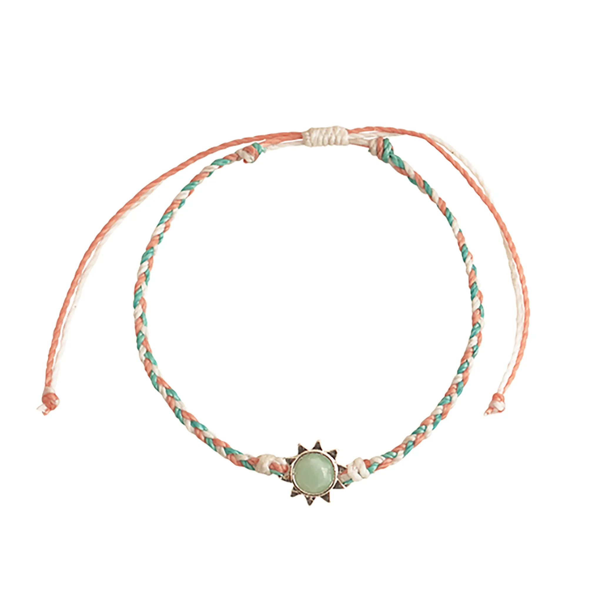 Sun Charm Handmade Wax Cord Bracelet