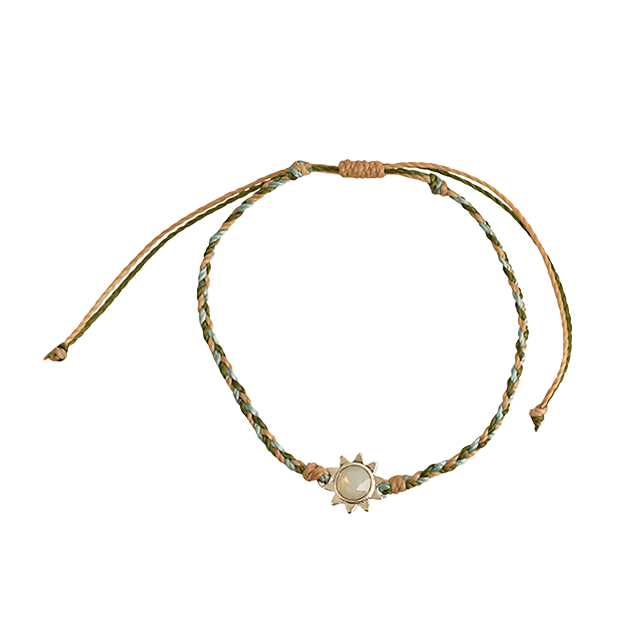 Sun Charm Handmade Wax Cord Bracelet