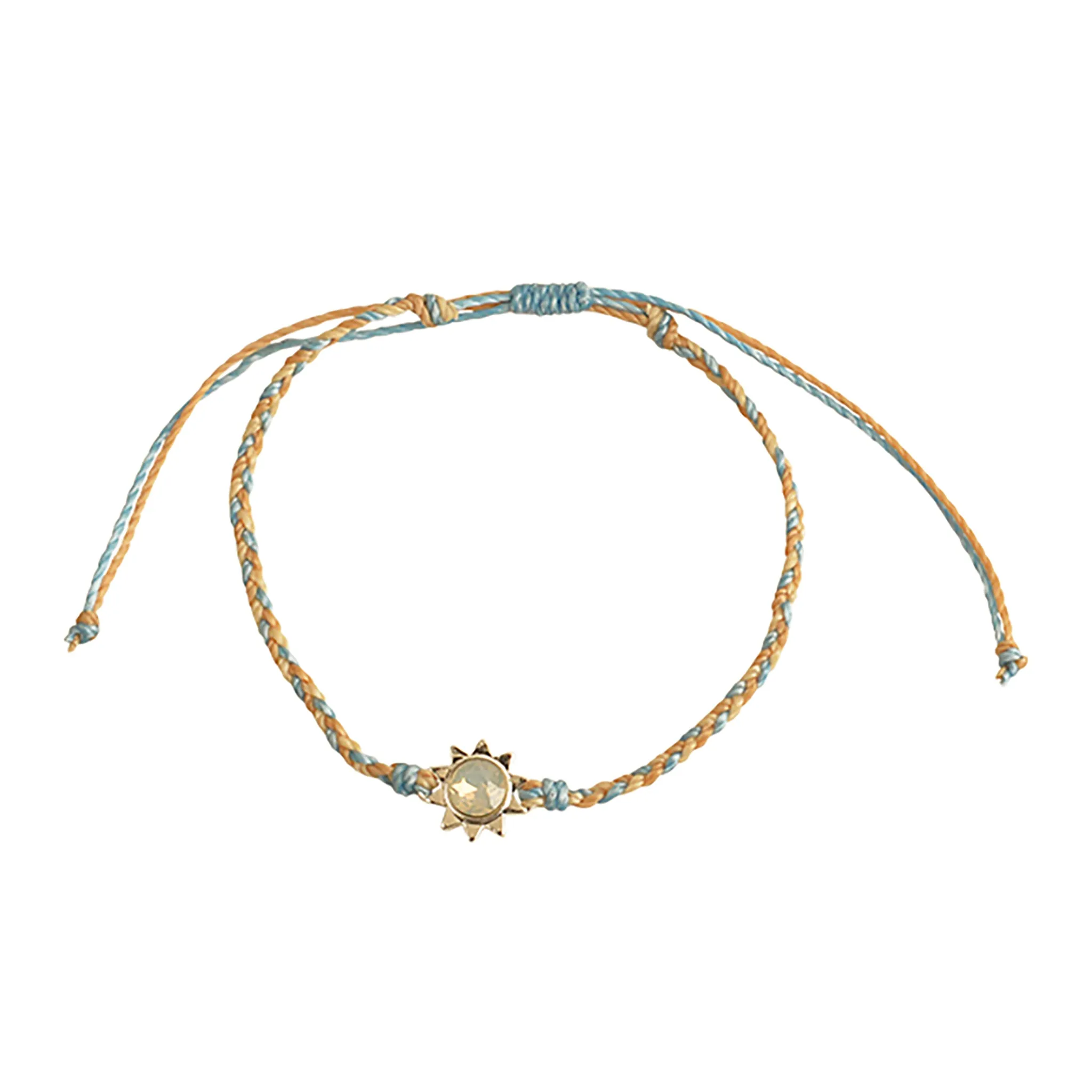 Sun Charm Handmade Wax Cord Bracelet