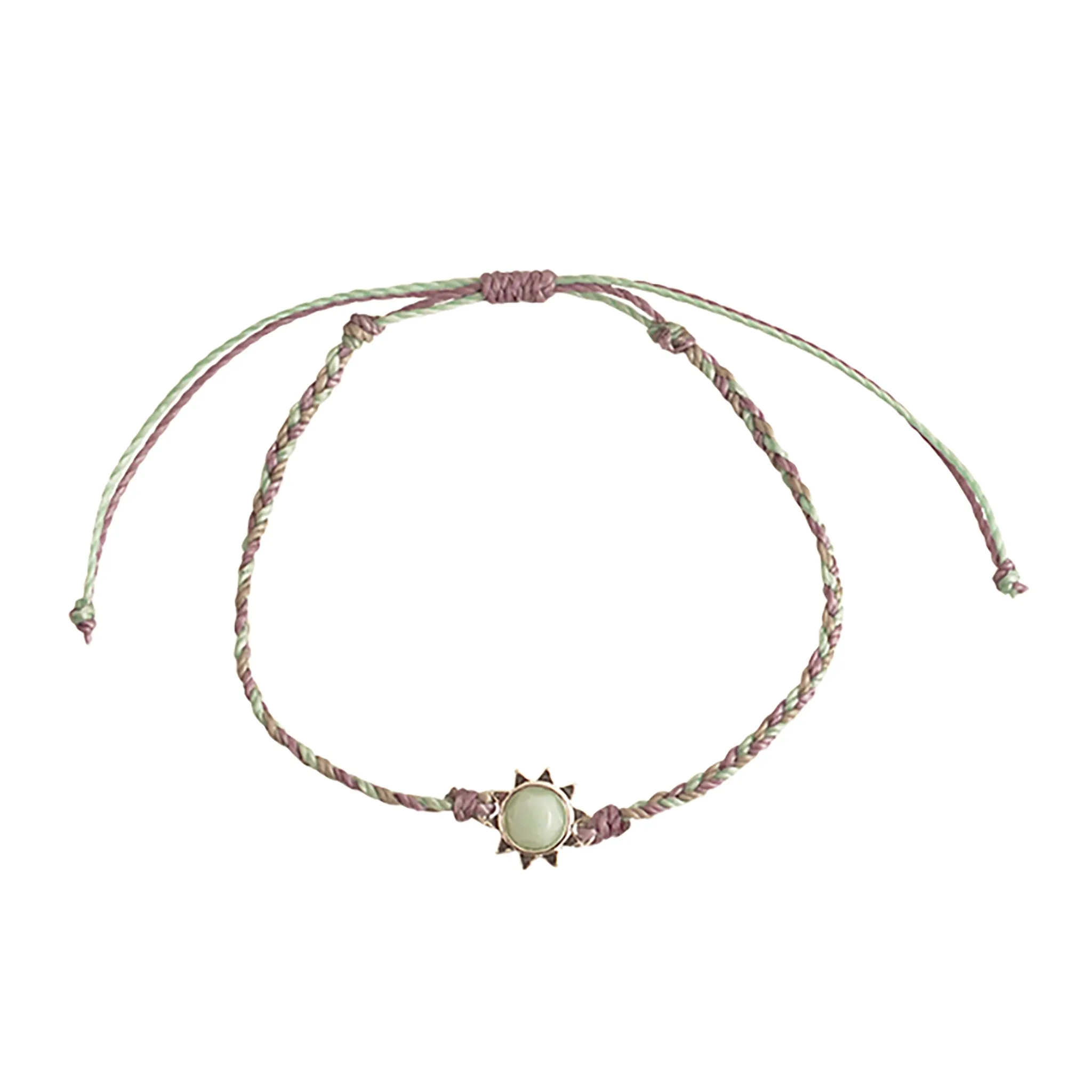 Sun Charm Handmade Wax Cord Bracelet