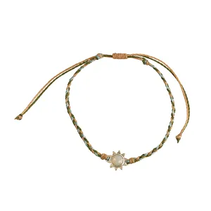 Sun Charm Handmade Wax Cord Bracelet