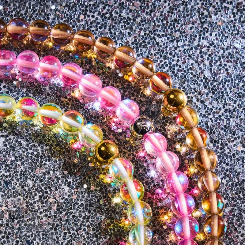 Sunburst | Gold | Galaxy Glass Macrame Bead Bracelet