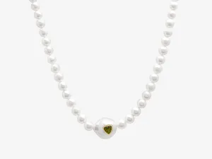 Sweet Tart Baroque Pearl Choker with Green Tourmaline Trillion Inset