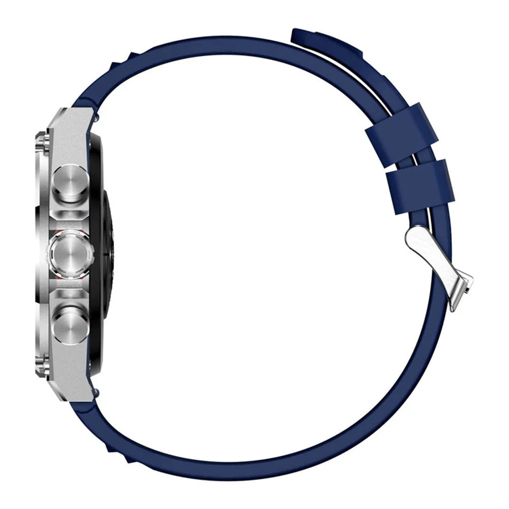 Swiss Military DOM 6 Smart Watch Silver Metal Case With Blue Silicone Strap