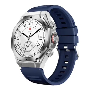 Swiss Military DOM 6 Smart Watch Silver Metal Case With Blue Silicone Strap
