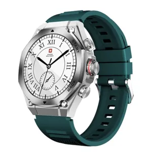 Swiss Military DOM 6 Smart Watch Silver Metal Case With Green Silicone Strap