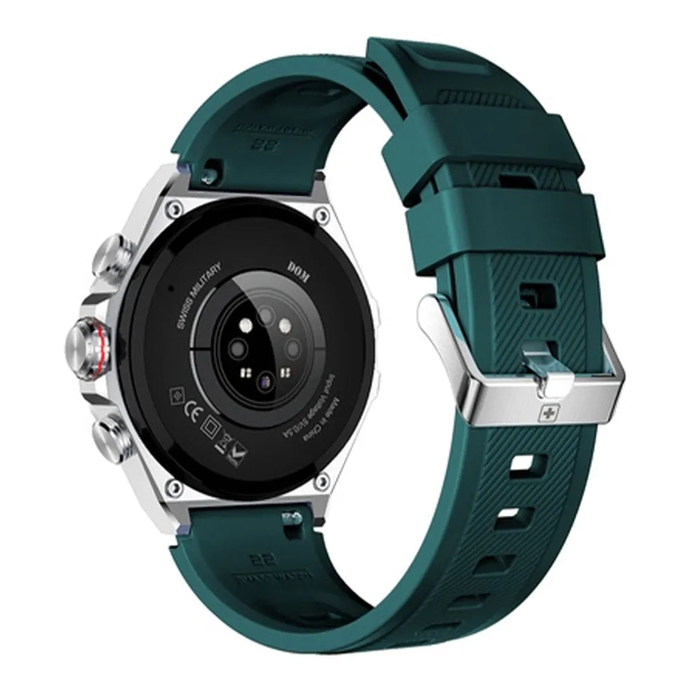 Swiss Military DOM 6 Smart Watch Silver Metal Case With Green Silicone Strap