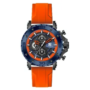 T5 Orange Silicone Strap Multicolour Dial Chronograph Quartz Watch for Gents - H3865G-F