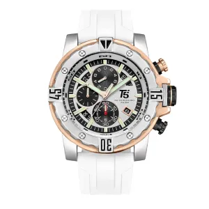 T5 White Silicone Strap White Dial Chronograph Quartz Watch for Gents - H3757G-A