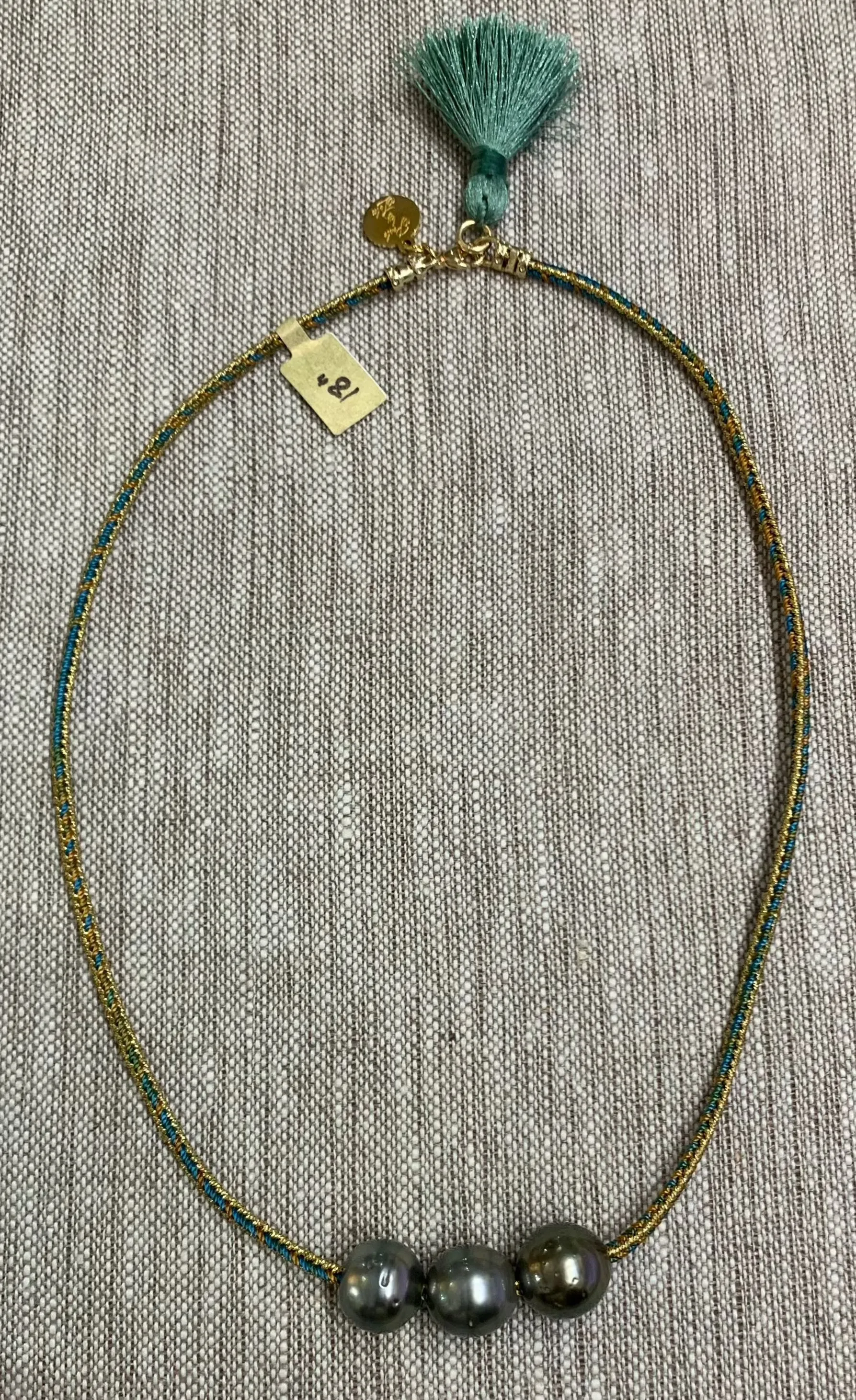 Tahitian Pearls on Metallic Cord Necklace