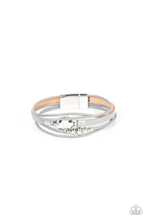 Tahoe Tourist Silver Leather with Beads Paparazzi Magnetic Bracelet