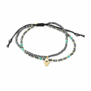 TAI  Double Strand Hamsa Charm Bracelet