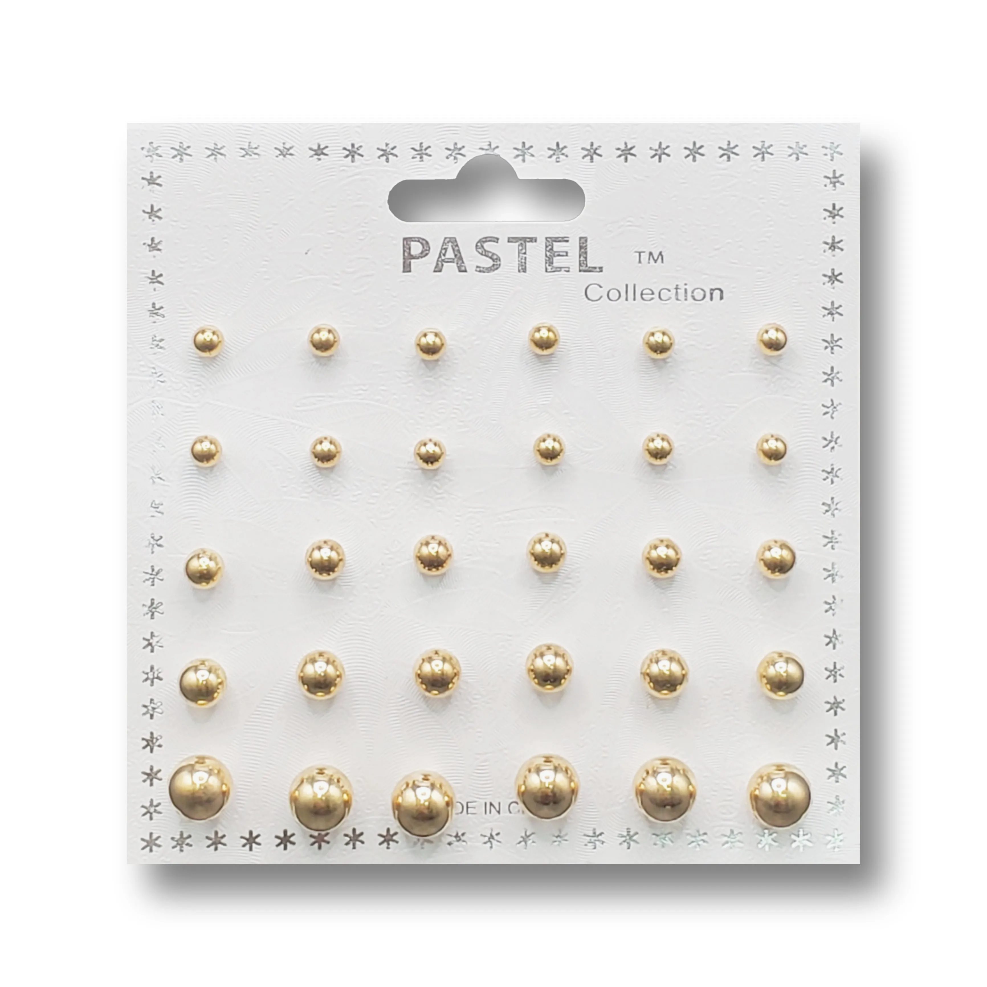 T&T Assorted Size Gold Ball Earring Combo (15 Pairs)