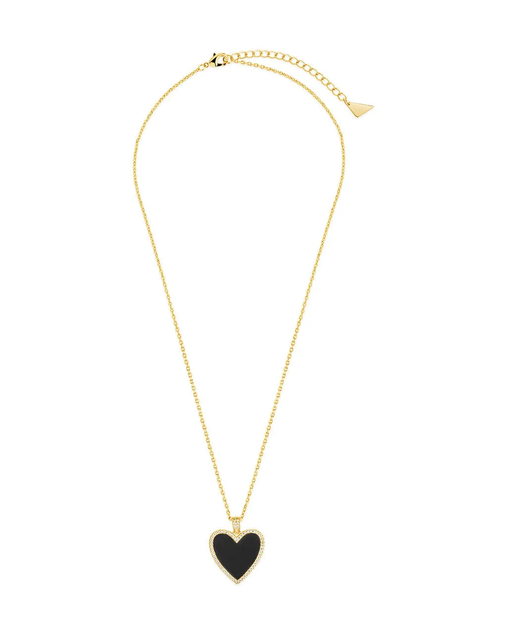 Tara CZ & Onyx Heart Pendant Necklace