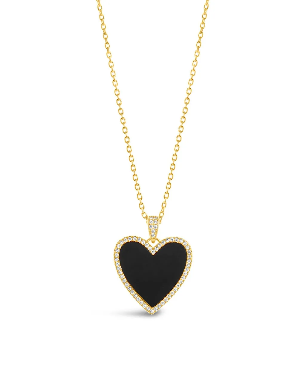 Tara CZ & Onyx Heart Pendant Necklace