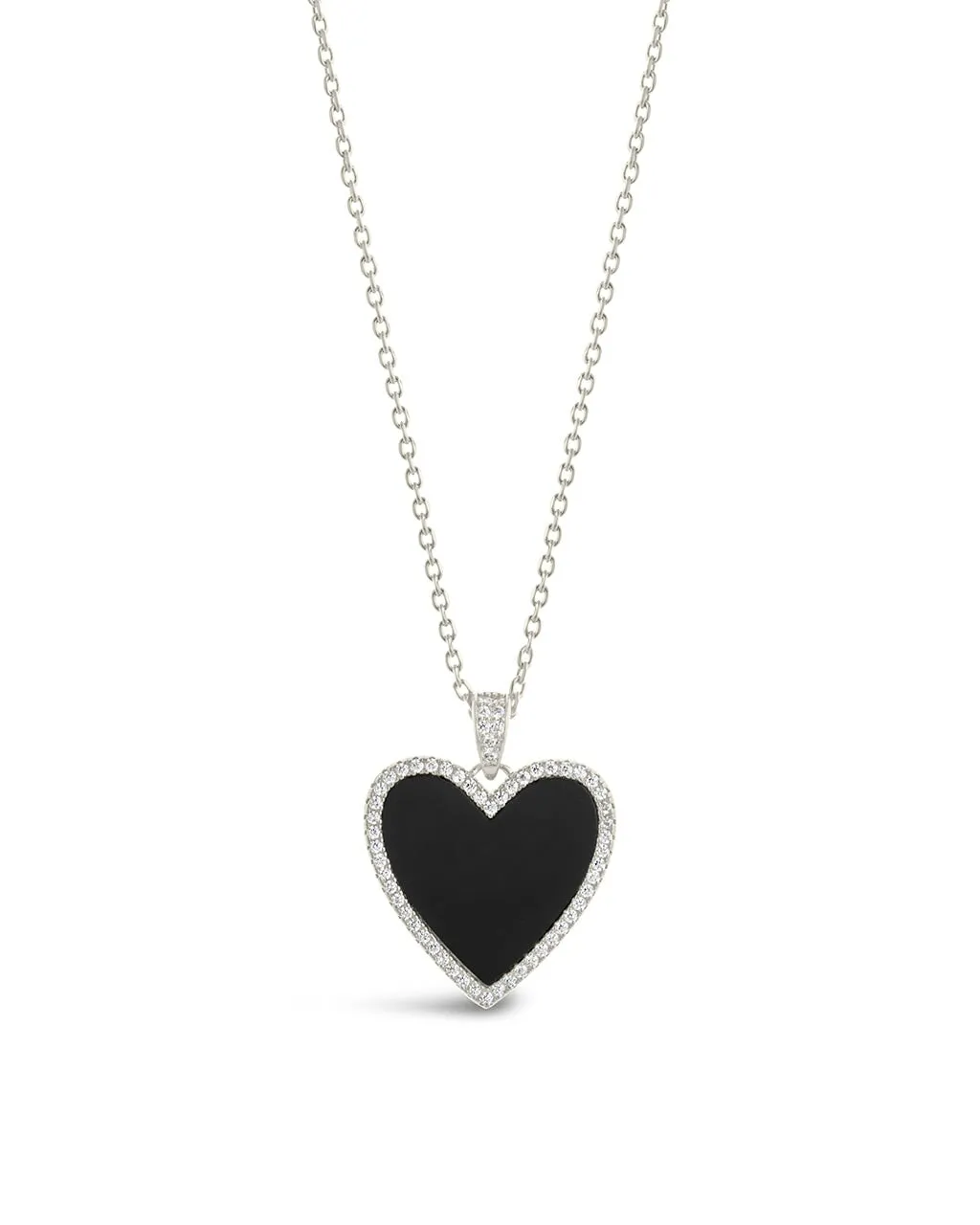 Tara CZ & Onyx Heart Pendant Necklace