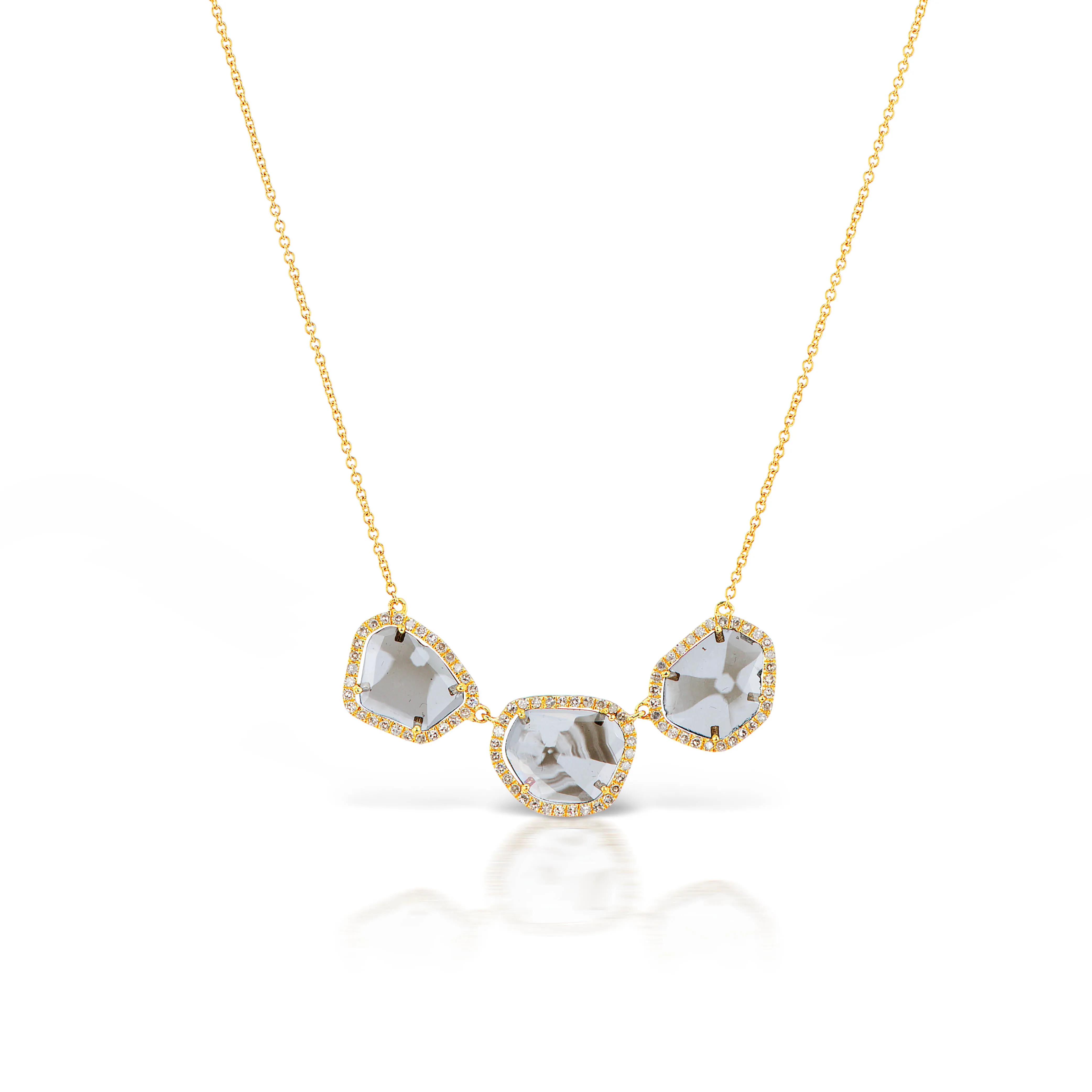 Tara Mikolay Raw Diamond Triple Slice Pendant