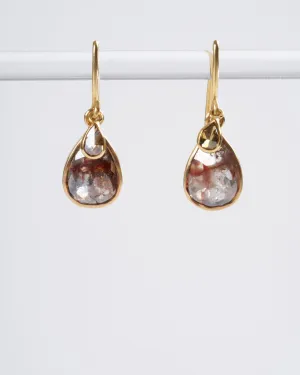 teardrop double diamond earrings - cognac