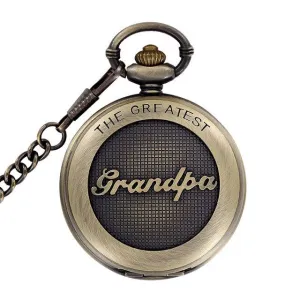 THE GREATEST Unisex Quartz Pocket Watch With Fob Chain Mens Bronze Pocket Watches Gift for Grandpa Men