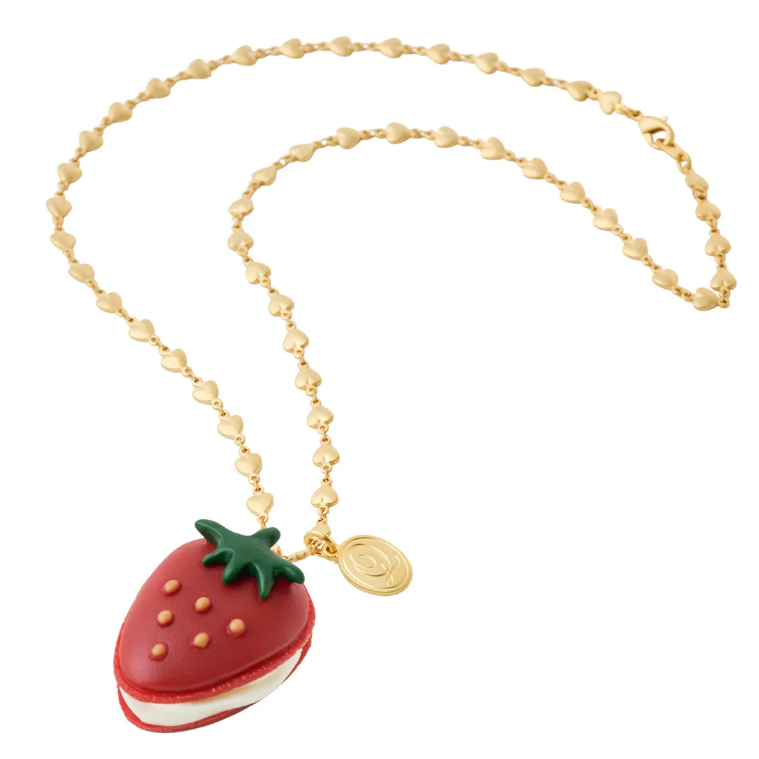 The Strawberry Macaron Necklace (Red)【Japan Jewelry】