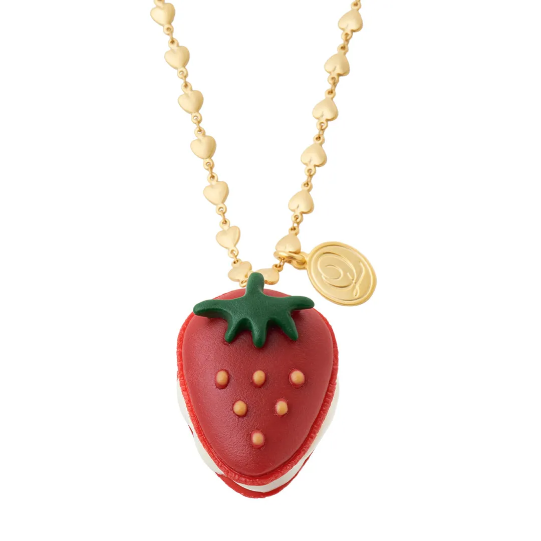 The Strawberry Macaron Necklace (Red)【Japan Jewelry】