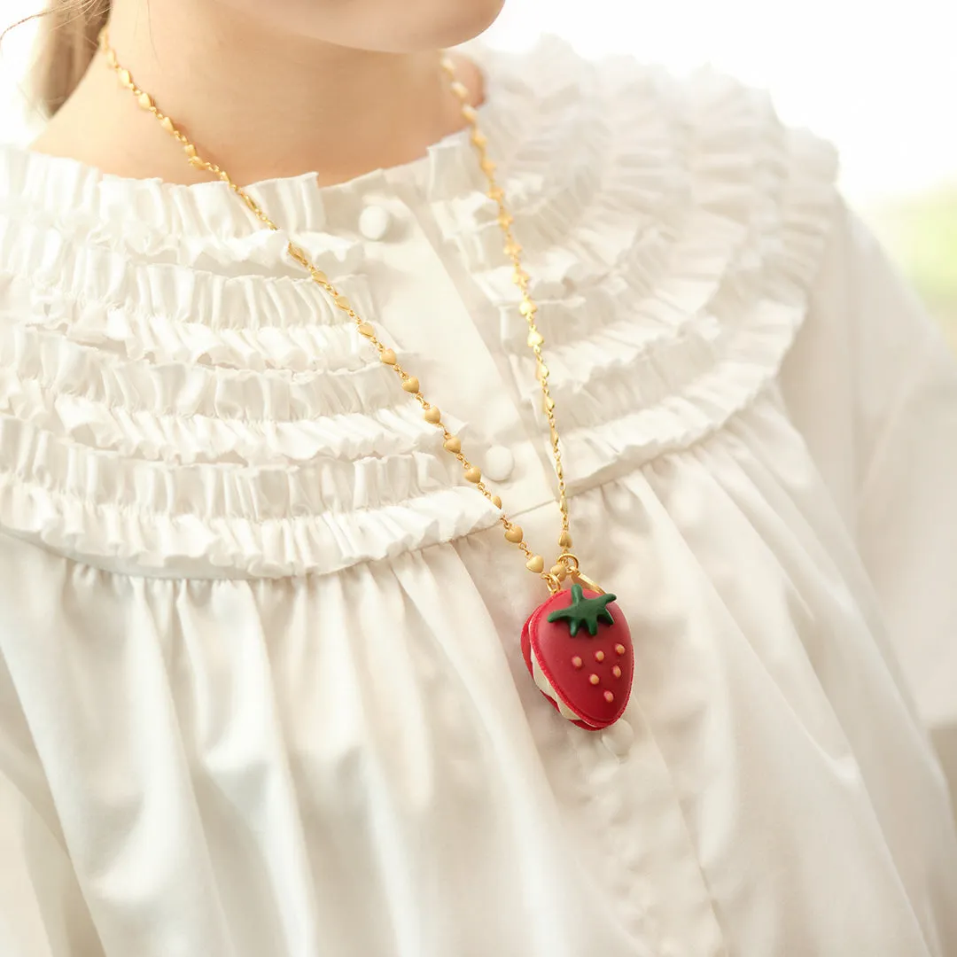 The Strawberry Macaron Necklace (Red)【Japan Jewelry】