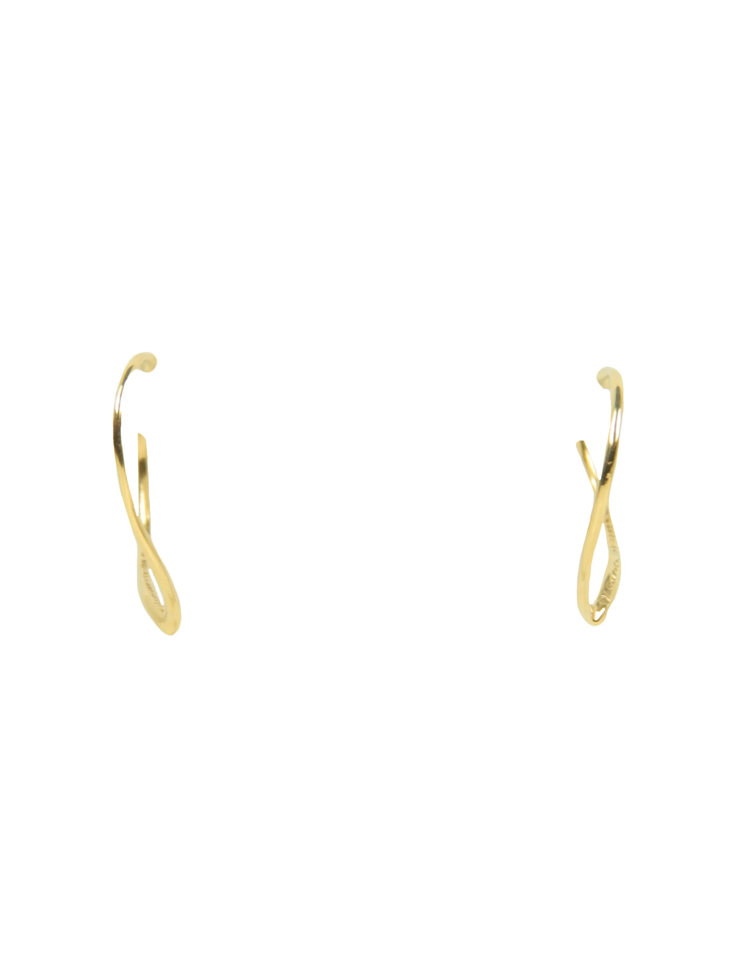 Tiffany & Co 18K Gold Peretti Small Open Heart Hoop Earrings