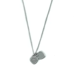 Tiffany & Co Return To Tiffany Double Mini Heart Tag Sterling Silver Pendant Necklace - 16"