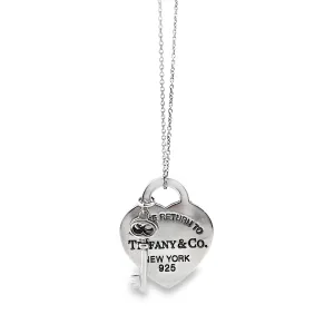 Tiffany & Co Return To Tiffany Medium Heart Tag Key Pendant Sterling Silver Necklace - 16"