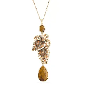 TIGER EYE GOLD AND BROWN CRYSTAL  NECKLACES #306BR1401 (5D4/6E1)