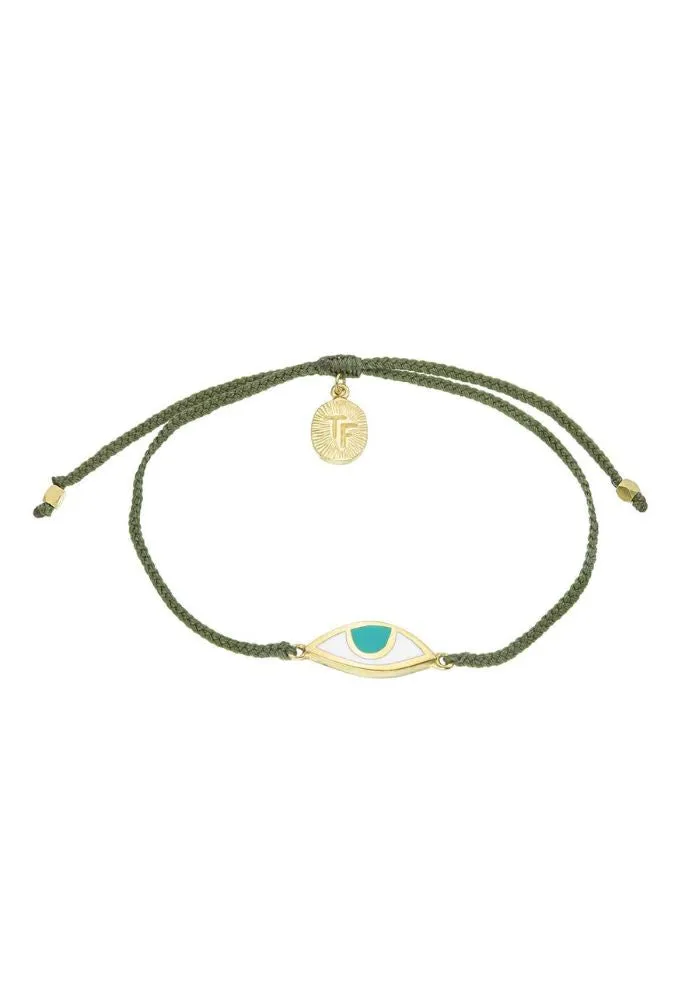 Tiger Frame Eye Chain Cord Bracelet- Olive Green
