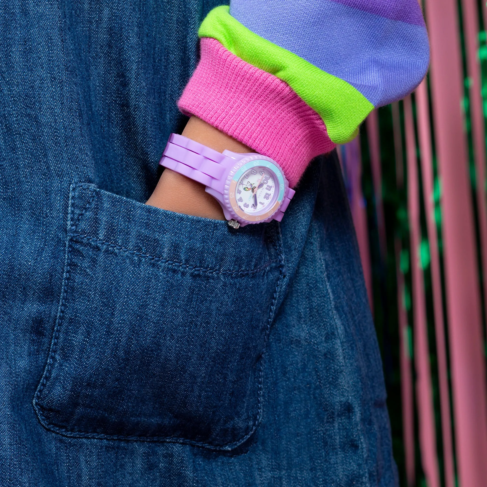 Tikkers Purple Silicone Unicorn Dial Time Teacher Watch