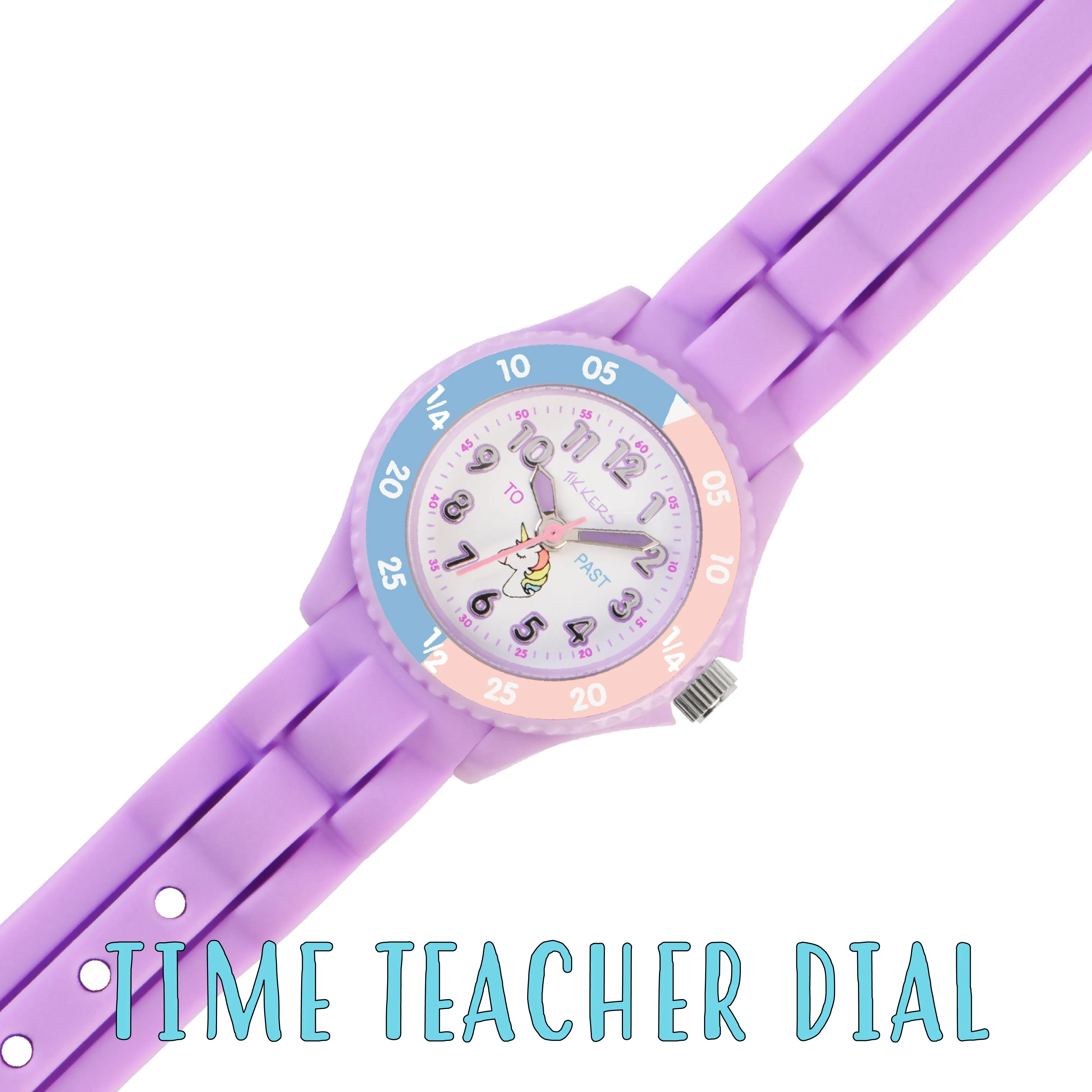 Tikkers Purple Silicone Unicorn Dial Time Teacher Watch