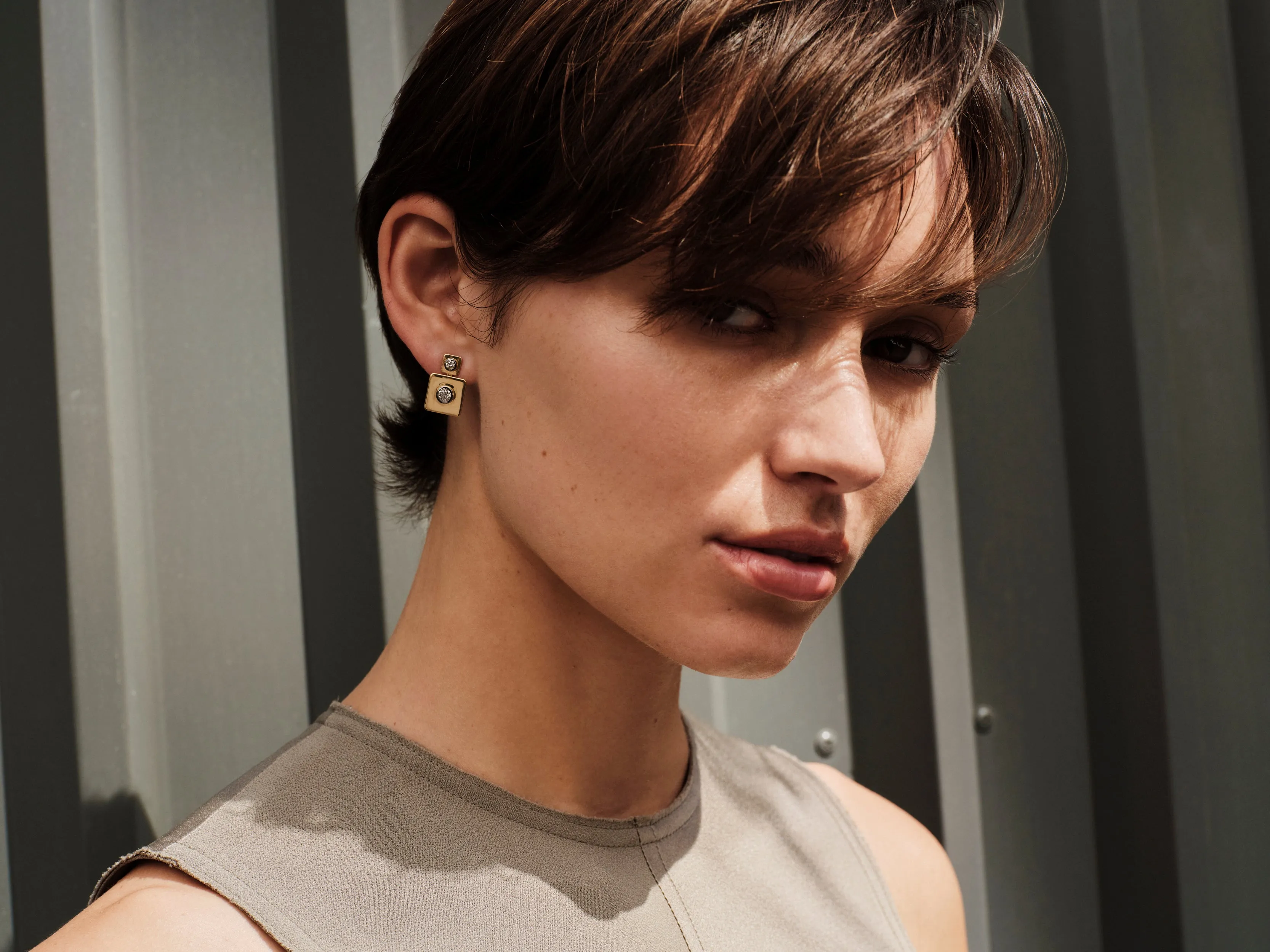 Tile Drop Diamond Earrings