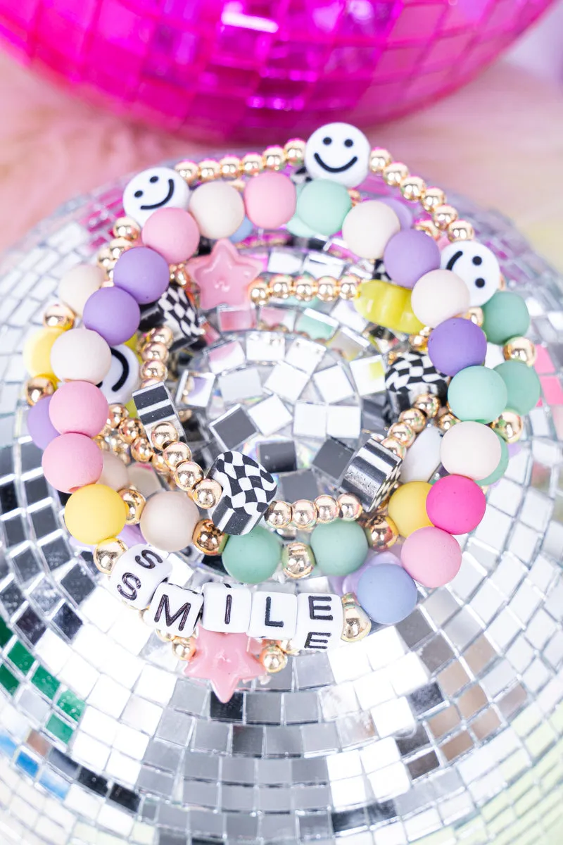 Tiled Letter 'Smile' Beaded Bracelet Set
