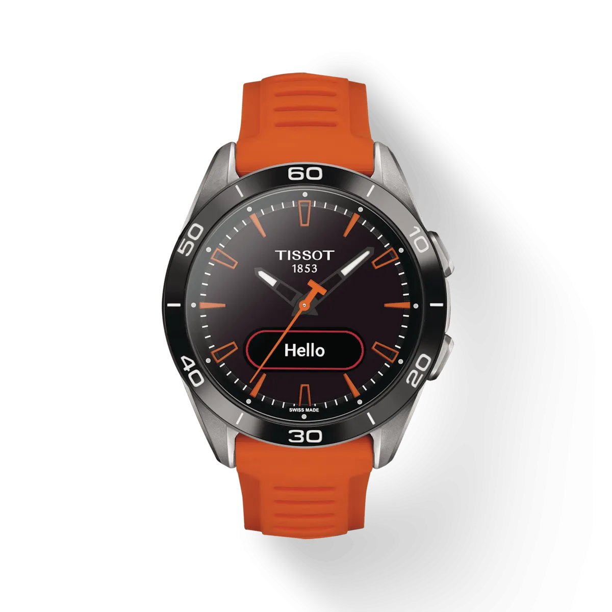 TISSOT T-TOUCH CONNECT SPORT BLACK CERAMIC BEZEL ON ORANGE RUBBER