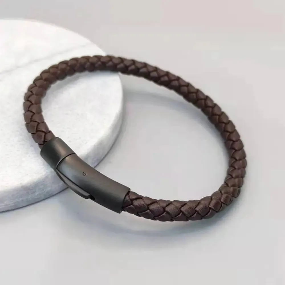 Titanium Steel Braided Leather Bracelets
