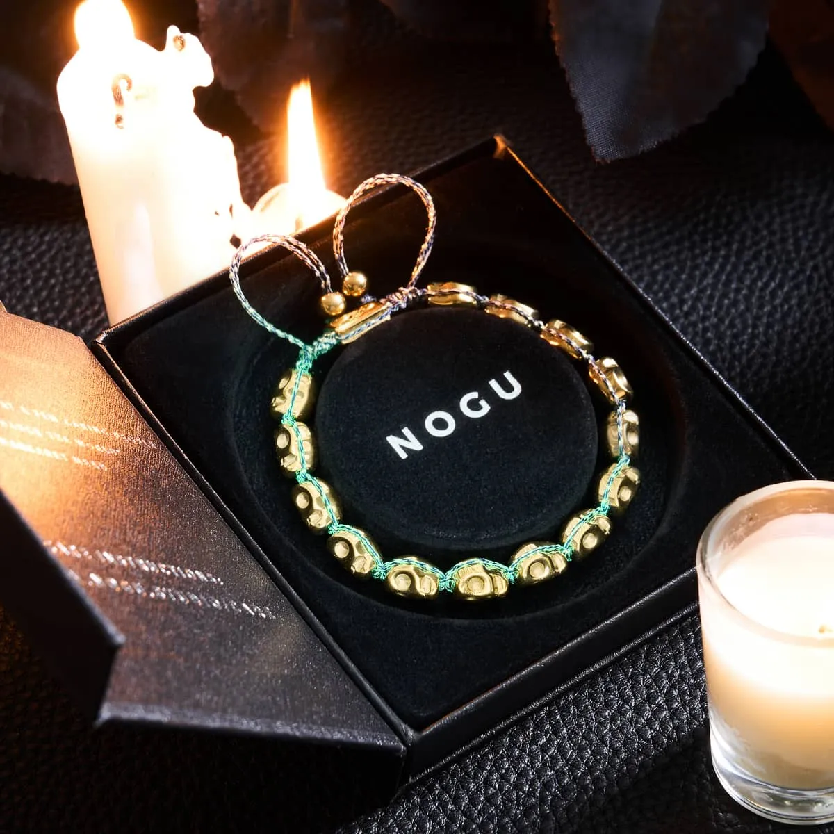 Tomb of Midas | Gold Skulls x Black GloWeave | Macrame Bracelet